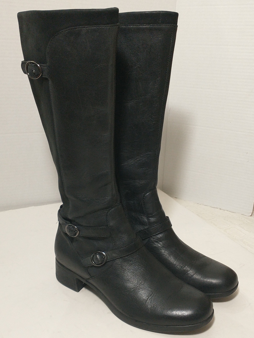 Dansko Leather Black Tall Riding Heeled Boot, Lorna, Size 9, Festival, Grunge